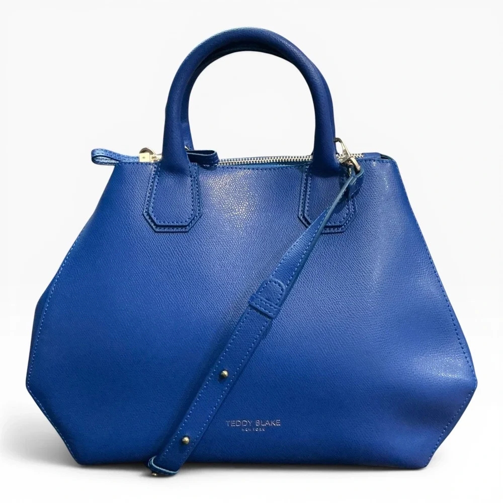 Teddy Blake Vera Palmellato 14 Bag Royal Blue Italian Leather Satchel Purse